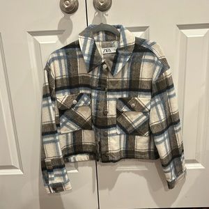 Cropped flannel shacket